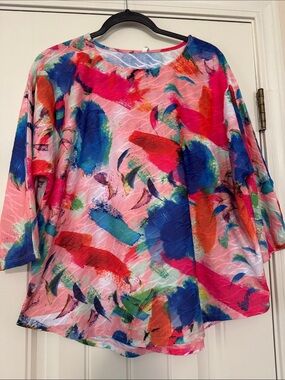 Abstract Brushstroke Pink Multicolor Women's Top